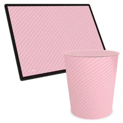 Produktbild von ITENGA Papierkorb Schreibtischunterlage Set - ca. 11 Liter - STRIPE - pastell rosa