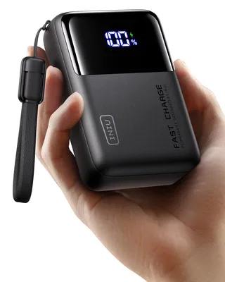 Immagine prodotto di Power bank portatile INIU da 25000mAh, ricarica rapida da 100W con cavo USB-C, design compatto