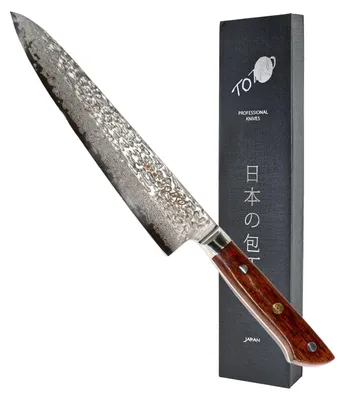 Japanisches Chefmesser 21 cm Damaststahl Rosenholzgriff