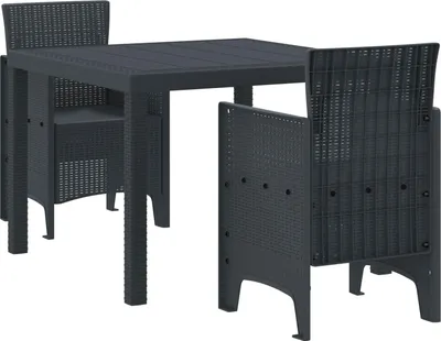 Obrázok produktu pre Záhradný jedálenský set 3 pcs Antracit Polypropylén