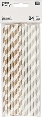 Produktbild von Papierstrohhalme, gold/silber, 24 Stück