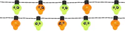 Obrázek produktu pro Halloween pohádková světla lebky 10 LED - girlanda na baterie - atmosférická halloweenská dekorace