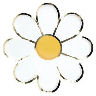 Productafbeelding van 8 papieren borden met een margrietmotief, diameter 23 cm