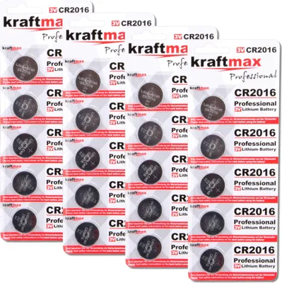 Produktbild von Kraftmax 20er Pack CR2016 Lithium Hochleistungs- Batterie / 3V Knopfzelle für professionelle Anwendungen - Neuste Generation