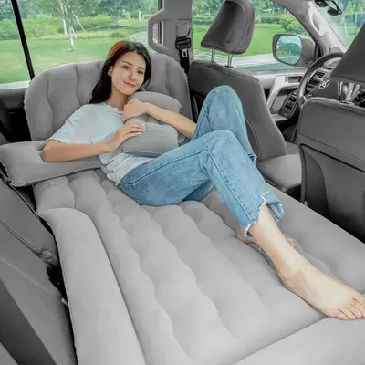 Produktbild von Universal SUV Luftmatratze fürs Auto - aufblasbares Rücksitz-Reisebett 174×126 cm, tragbar fürs Camping & Reisen, Grau
