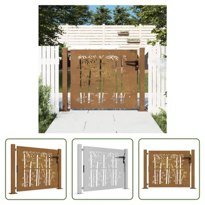 Produktbild von The Living Store Gartentor 105x105 cm Cortenstahl Bambus-Design