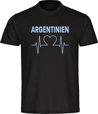 Produktbild von multifanshop Herren T-Shirt - Argentinien - Herzschlag, schwarz, Größe S