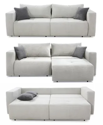 Produktbild von Schlafcouch Verwandlung Big-Sofa - Ecksofa Gästebett Bettkasten Cord Silbergrau / 15242