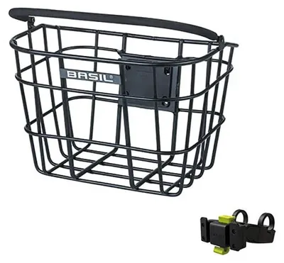 Obrázok produktu pre Košík na bicykel pre predný bicykel Basil Bremen Alu KF s držiakom na riadidlá 28 x 37 x 26 cm - čierny