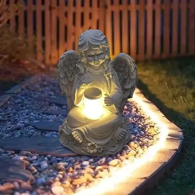 Produktbild von Feenengel-Figur mit Solarlicht – Gartendekoration – Weiß
