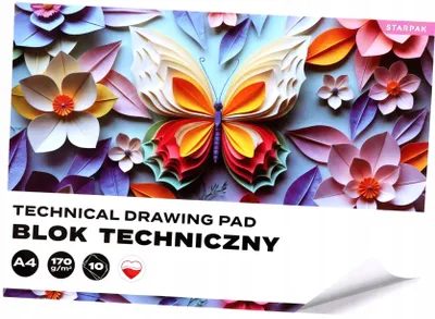 Productafbeelding van Technisch tekenblok, motieven, A4, 10 vellen, wit, 170 g/m², tekenblok voor kinderen