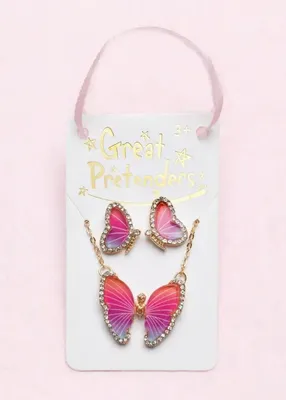 Produktbild von Kinder Schmuck Set Schmetterling Kette und Ohrstecker
