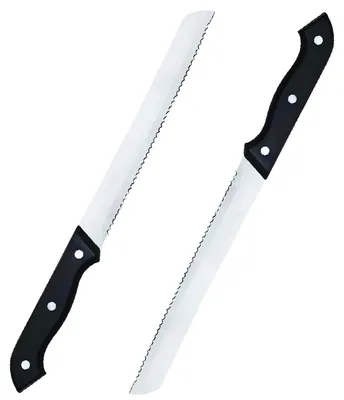 2 Brotmesser aus Edelstahl, 18 cm, ergonomischer Griff