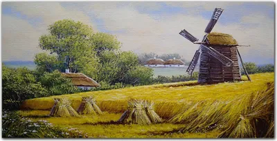 Produktbild von Coloray Bild aus Acryl 100 cm x 50 cm - Wohnzimmer Acrylblock mit Bild Wanddekoration Gehärtetes Acryl Dekoration Küche - Gemälde Mühle Dorfhütte
