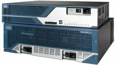 Produktbild von Cisco 3825, 10,100,1000 Mbit/Sek, Ethernet (RJ-45), IOS, 128-bit AES, 192-bit AES, 256-bit AES, 3DES, DES, SRTP, SSL/TLS, 2U, Blau, Edelstahl