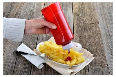 Produktbild von Quetschflasche für Ketchup für Senf, Ketchupspender, Senfspender aus Kunststoff (Rot, 600 ml), Dosierflasche