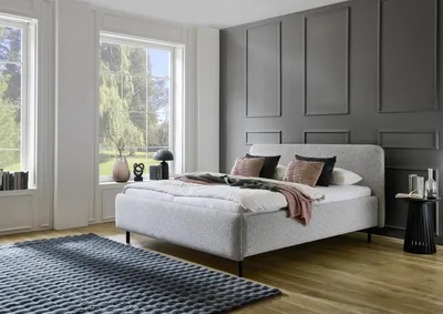 Produktbild von Meise Möbel Stauraumbett Primo 160x200 cm | Bettkasten & Lattenrost | Strukturstoff Hellgrau | Metallfuß schwarz