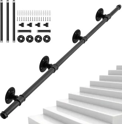 Produktbild von Wandleitung Schmiedeeisen - Sicherheit und Stil für Treppen und Balkone - 300 cm - Schwarz