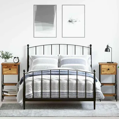 Zdjęcie produktu dla vidaXL Stolik nocny 2 szt. drewno z odzysku 34 x 36 x 70 cm sklejka i metal
