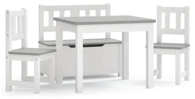 Produktbild von vidaXL 4-tlg. Kinder-Sitzgruppe Weiß und Grau MDF