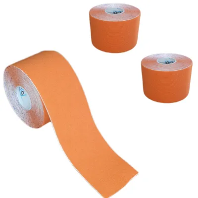Produktbild von 3 Rollen - Tapefactory24 Getting Started Kinesiologie Tape 5cm x 5m - orange, Tapes Taping Klebeband Tapeverband Bandage wasserfest