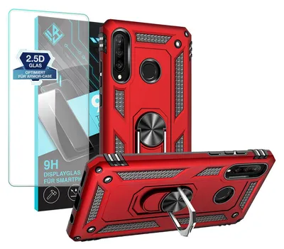 Produktbild von Armor Outdoor Handyhülle für Huawei P30 Lite Handy Panzer Case Schutzhülle mit 9H Displayglas Displayschutz Farbe: Rot