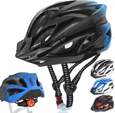 Produktbild von Fahrradhelm für Erwachsene – Sporthelm für Fahrräder – Sicheres Radfahren – Integriertes LED-Licht – 58-62 cm – Schwarz