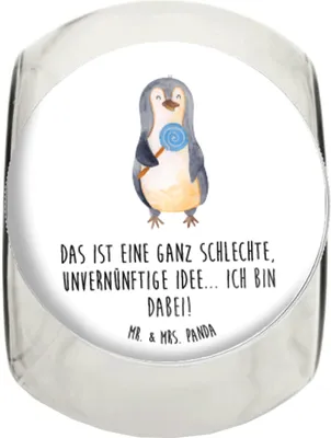 Produktbild von Mr. & Mrs. Panda Frischhaltedose Pinguin Lolli XL 2000ml - Weiß - Geschenk, glasbehälter, Süßigkeiten, Blödsinn, Spruch, Rabauke, Bonboniere, Vorratsbehälter, Vorratsdose
