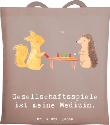 Produktbild von Mr. & Mrs. Panda Baumwollbeutel Eichhörnchen Gesellschaftsspiele - Braun Pastell - Geschenk, Spielen, Spieleabend, Schultasche, Alltagstasche, Tasche, Laptoptasche