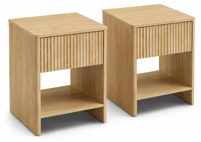 Produktbild von SensaHome Nachttisch im Japandi-Stil – Set aus 2 – Mit Schublade und offenem Fach – Nachttisch für das Schlafzimmer – 45x40x55 cm – Eiche