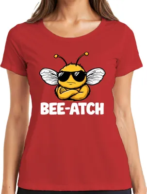 Produktbild von BEE-ATCH Biene Sonnenbrille Cartoon Bossbiene lustig Geschenk Damen T-Shirt, Rot, S