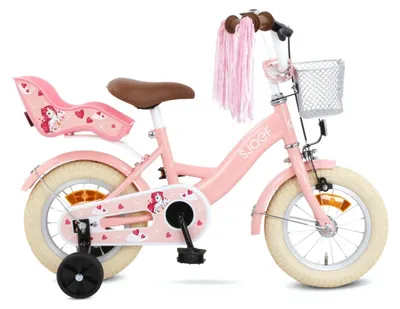 Produktbild von SJOEF Dolly Kinderfahrrad 12 Zoll | Ab 2 - 4 Jahre | Kinder Fahrrad für Mädchen / Jugend | Kleidergröße von 90 bis 105 cm | inklusive Stützräder - Rosa