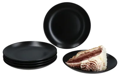 Produktbild von 6x Panther Kuchenteller schwarz Steingut 6 Personen Frühstücksteller