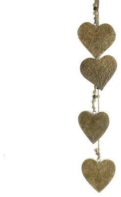 Produktbild von GASPER Girlande mit 4 Herzen 8 x 8 cm Natur & Goldfarben 60 cm Länge - Holz