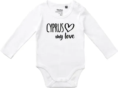 Produktbild von Huuraa Baby Body Cyprus my love 62 White  Baumwolle Fairtrade Langarmbody Geschenkidee