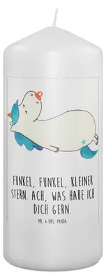 Produktbild von Mr. & Mrs. Panda Kerze Einhorn Schnuller 19 x 8 cm - Weiß - Geschenk, Einhörner, Stumpenkerze, Mama, Baby, Unicorn, Mutter, Bedruckte, Zylinderkerze, Geburtstag