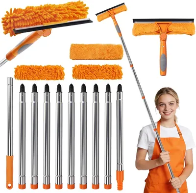 Productafbeelding van Ramenreiniger 4.5 m, telescoop handvat, 2-in-1 set, trekker en wisser, voor ramen