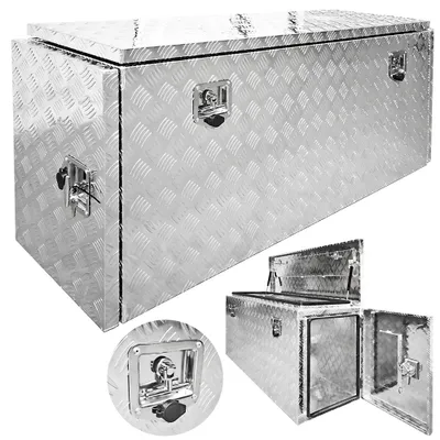 Produktbild von trucky Truckbox, Deichselbox Aluminium, Anhängerbox 15 Größen, Werkzeugkiste mit Schloss und Schlüssel, stabil und wasserdicht, Boxentyp:P402 (148 x 45 x 64 cm)