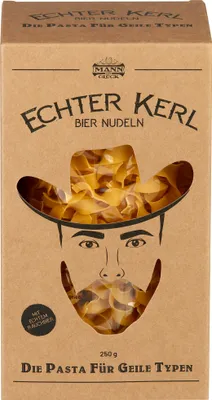 Produktbild von BIERNUDELN "Echte Kerle" 250g super Geschenk für Männer und alle die Bier mögen! Biergeschenk Nudeln
