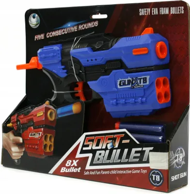 Produktbild von Spielzeugpistole mit Schaumstoffpfeilen Blaster Softdarts 8 Stück Kinder Action Spielzeug