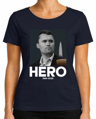 Imagen del producto de Camiseta para mujer, diseño "Charlie Kirk Hero Ruhe in Frieden Republikaner Berater", color azul marino, talla L