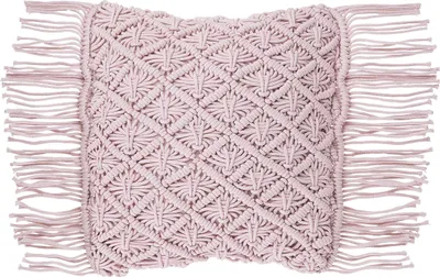 Obrázek produktu pro BELIANI Dekorativní polštář z růžové bavlny Macramé 40 x 40 cm s retro dekoračními třásněmi Boho Boho