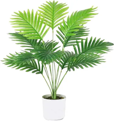 Produktbild von Künstliche Monstera-Pflanze im Topf, künstliches Laubwerk, tropische Plastikpalme, grüne Pflanzendekoration für Zuhause, Wohnzimmer, Schlafzimmer, Büro, Tischdekoration (Palme - 60 cm)