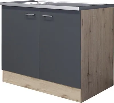 Obrázek produktu pro Kuchyňská skříňka s dřezem Flex-Well Tiago 100 cm čedičová šedá