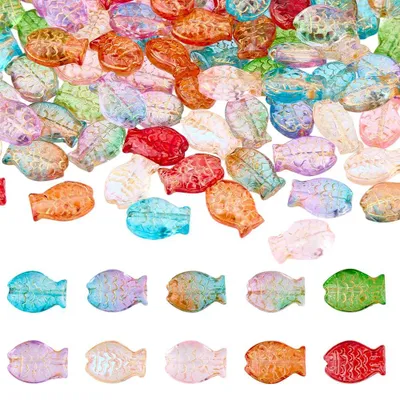 Glasfischperlen 100 Stück 10 Farben 14,5x10x6 mm für DIY Schmuck