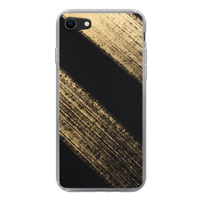 Produktbild von MuchoWow® Handyhülle Schutzhülle Hülle für iPhone 8 Goldene Farbstreifen auf schwarzem Hintergrund Silikon Softcase Handy Hülle - Schutzhaube