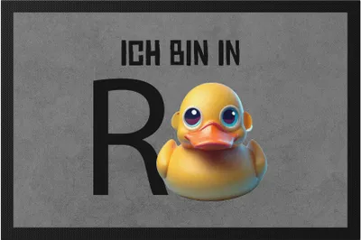 Produktbild von Ich bin in Rente Fußmatte Rentner Rentnerin Geschenk Ruhestand Quietscheente Wortwitz
