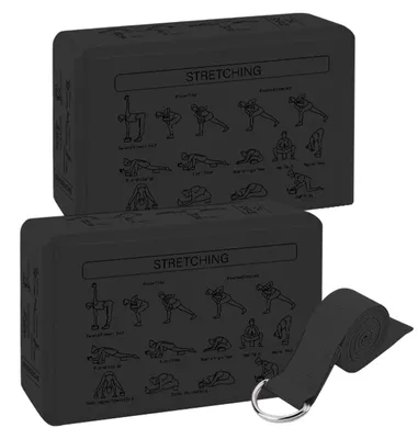 Productafbeelding van Set van 2 Yogablokken met Yoga-riem en Antislip Ontwerp