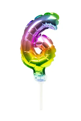 Produktbild von Kuchendeko Folienballon Regenbogen Zahl 6