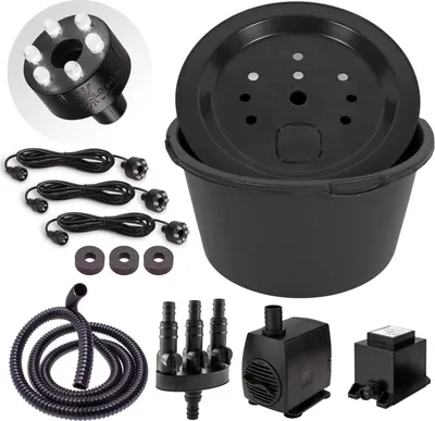 Produktbild von CLGarden Springbrunnenbecken Set mit 90 Liter Becken und GFK Abdeckung Springbrunnen Pumpe SP3 DIY LED Belechtung Springbrunnenbecken